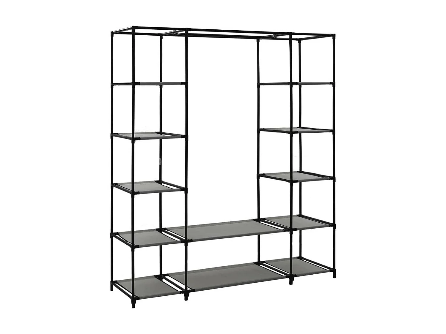 Armoire avec compartiments et tiges Gris 150x45x176 Tissu