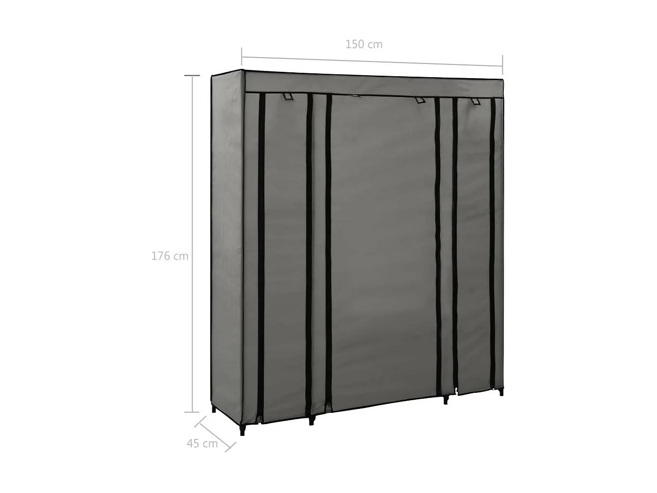 Armoire avec compartiments et tiges Gris 150x45x176 Tissu