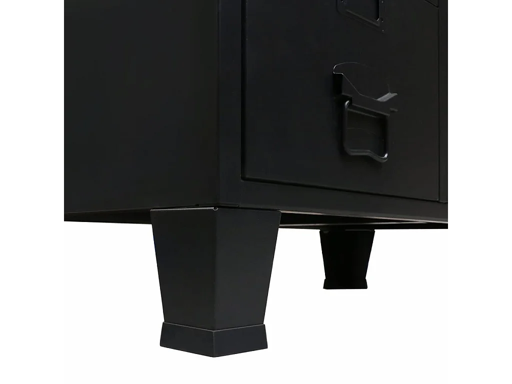Armoire 2 portes 2 tiroirs métal noir industriel Kibane 68cm