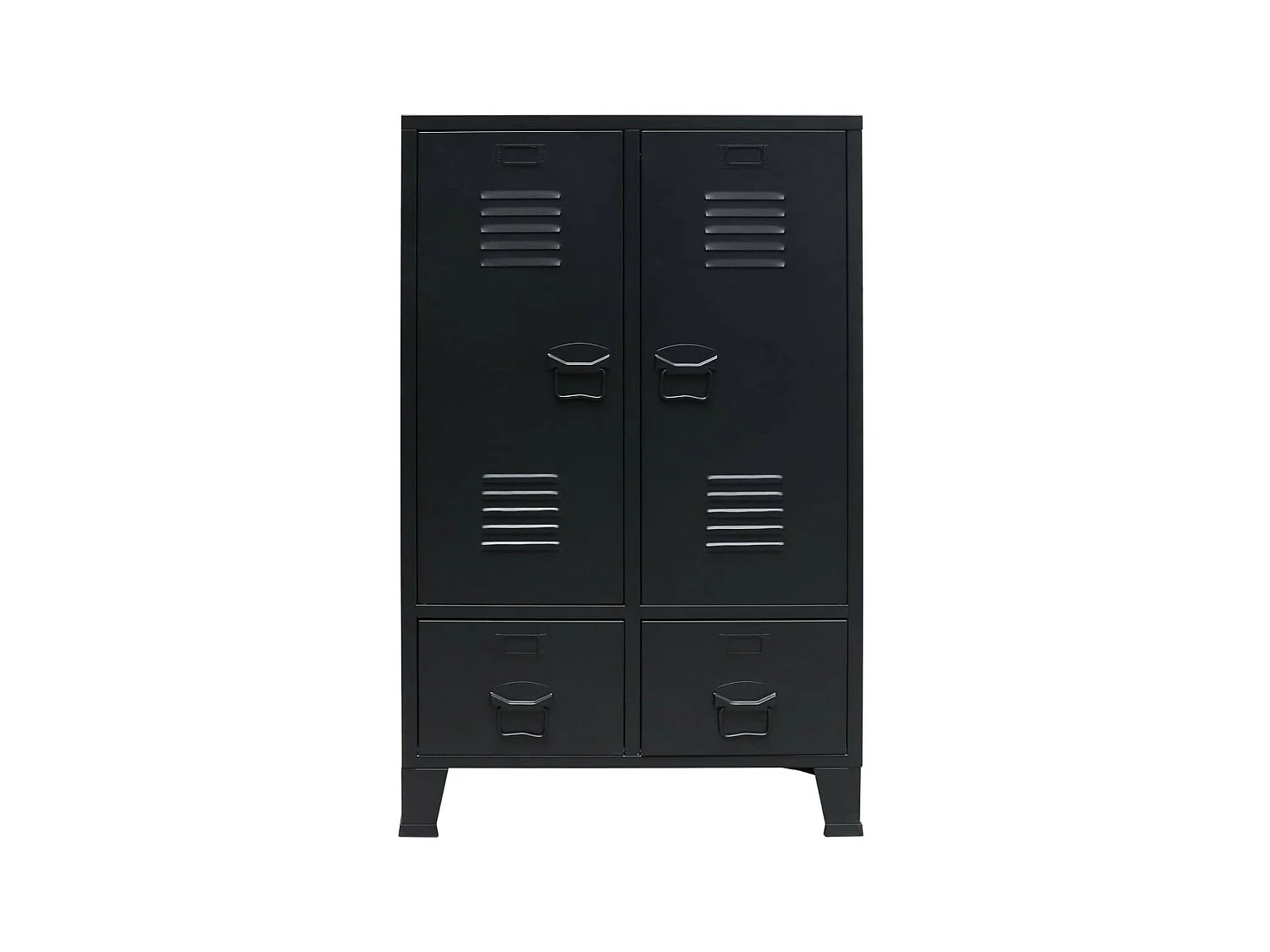 Armoire 2 portes 2 tiroirs métal noir industriel Kibane 68cm