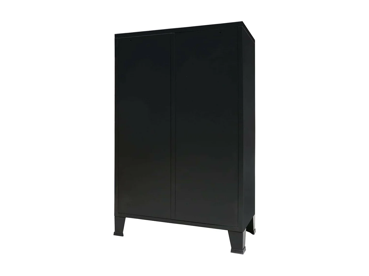 Armoire 2 portes 2 tiroirs métal noir industriel Kibane 68cm