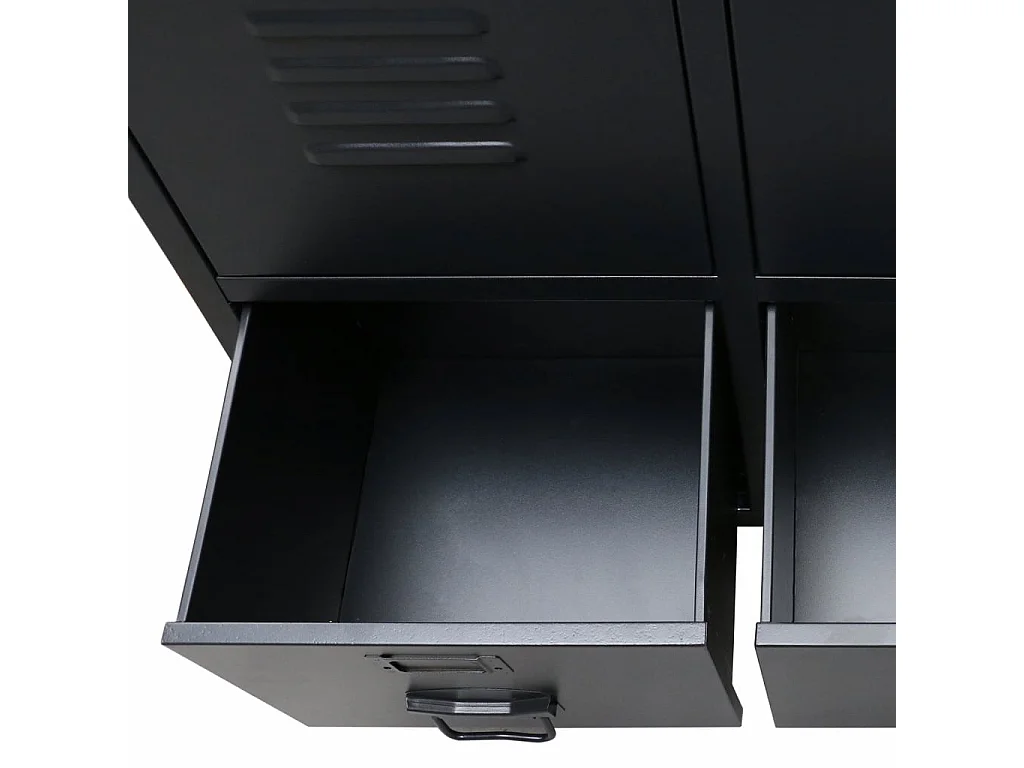 Armoire 2 portes 2 tiroirs métal noir industriel Kibane 68cm