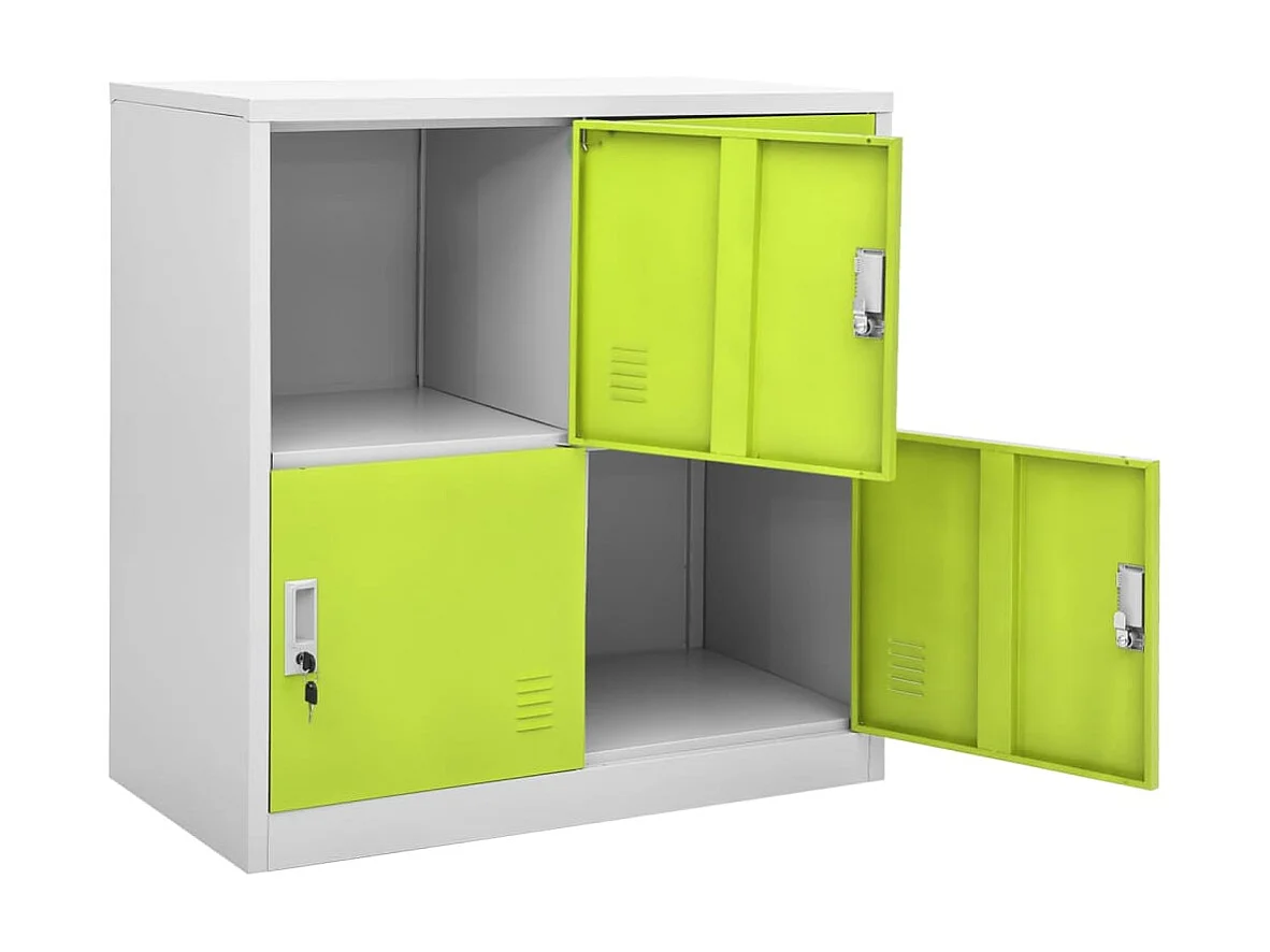 Armoire à 4 casiers Gris clair et vert 90x45x92,5 Acier