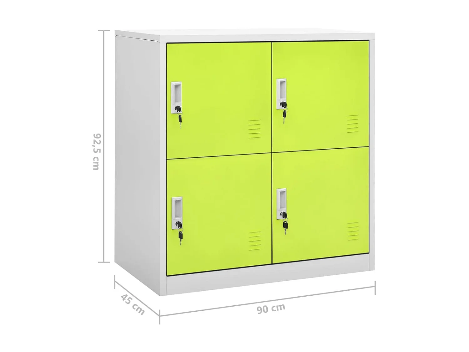 Armoire à 4 casiers Gris clair et vert 90x45x92,5 Acier