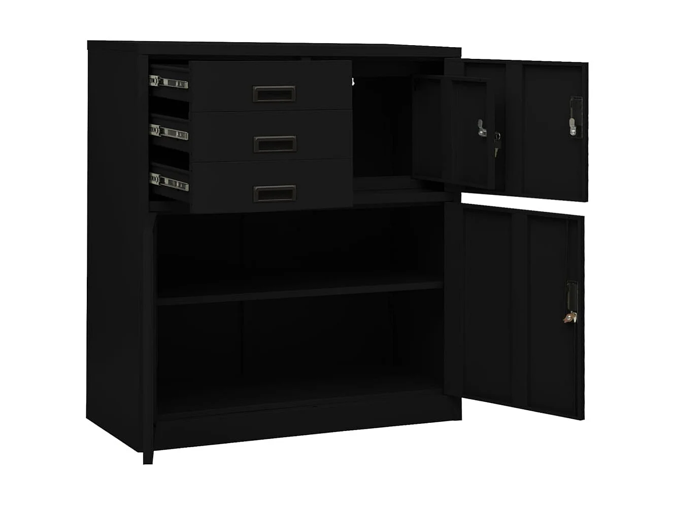 Armoire de bureau Noir 90x40x102 Acier 2
