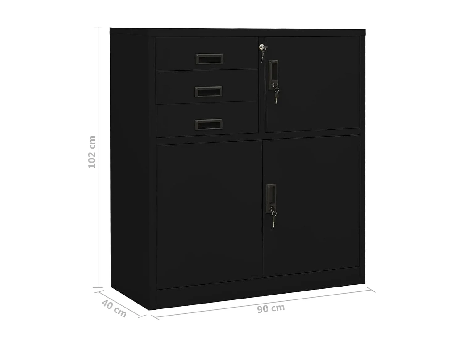 Armoire de bureau Noir 90x40x102 Acier 2