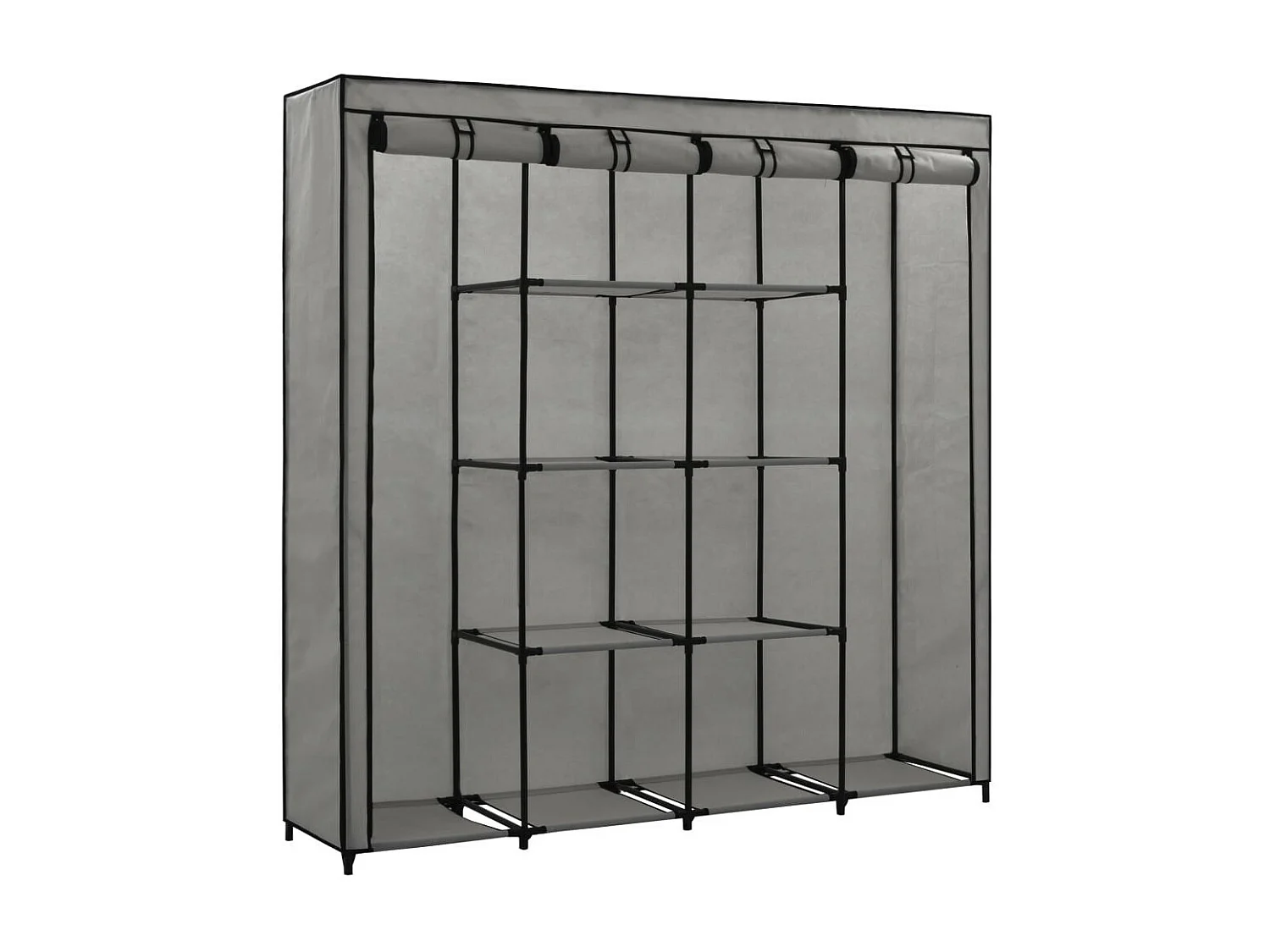 Garde-robe avec 4 compartiments Gris 175 x 45x170