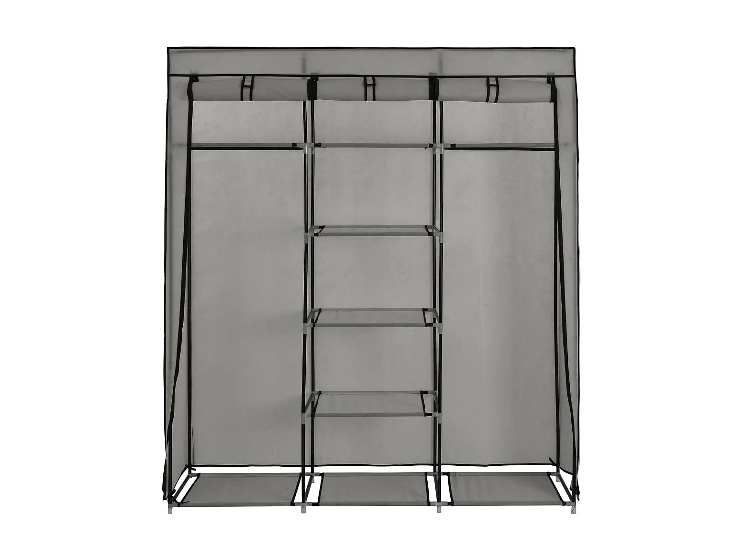Armoire avec compartiments et barres Gris 150x45x175 Tissu