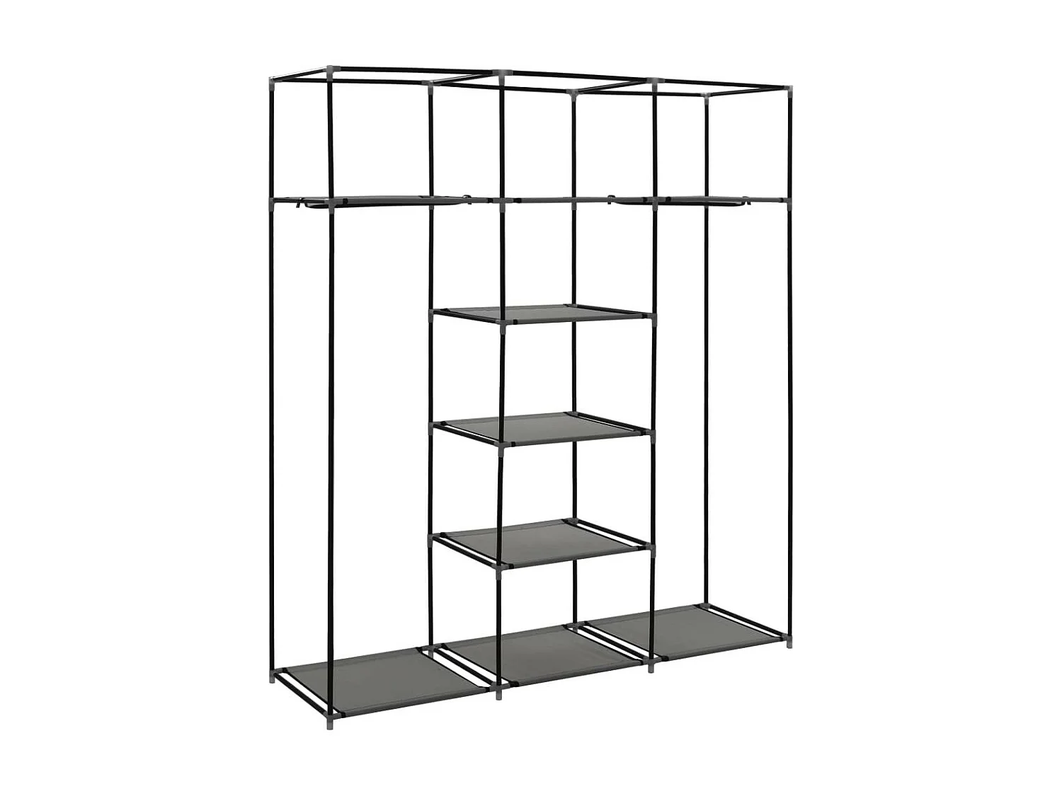 Armoire avec compartiments et barres Gris 150x45x175 Tissu