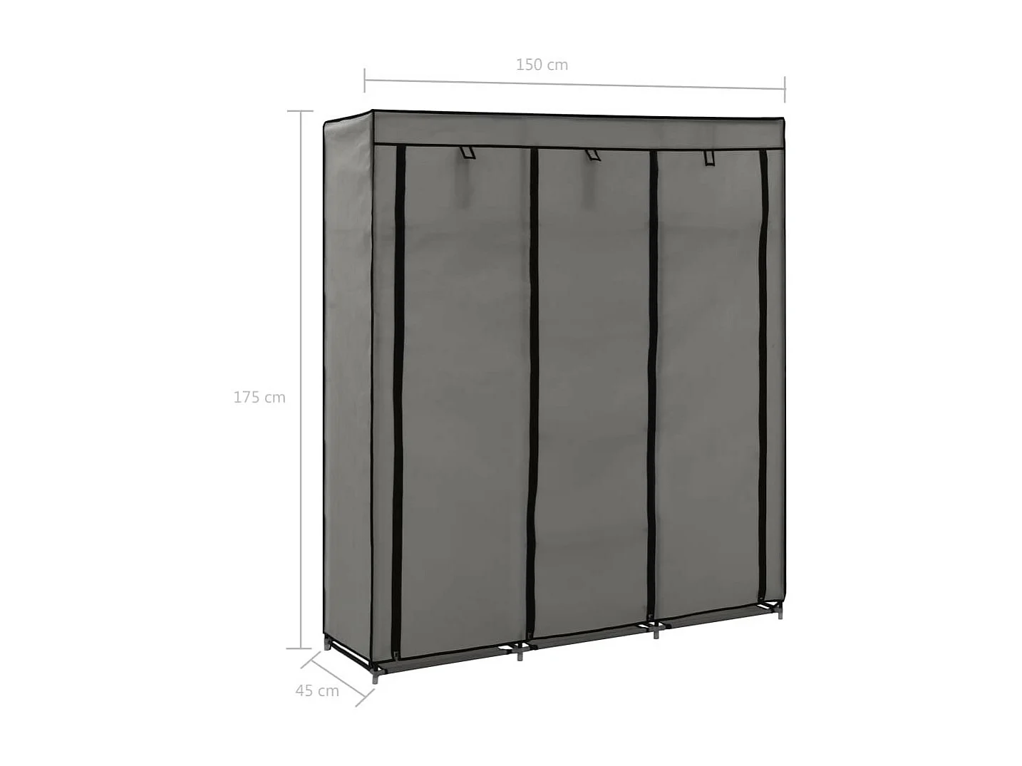 Armoire avec compartiments et barres Gris 150x45x175 Tissu