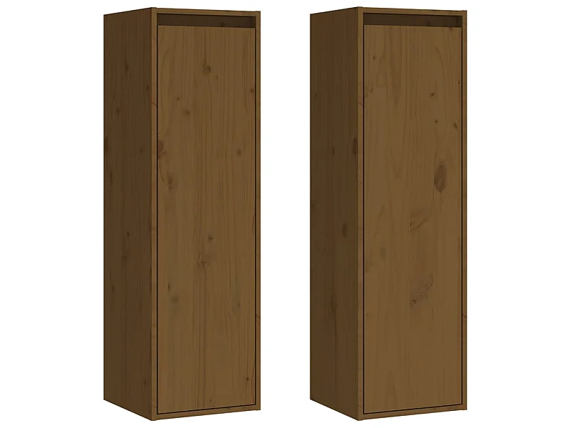 Armoires murales 2 pcs Marron miel 30x30x100 Pin massif