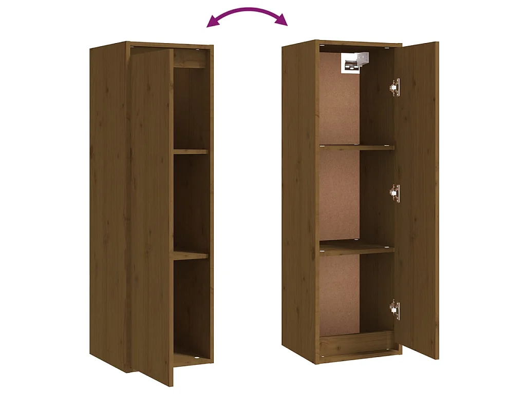 Armoires murales 2 pcs Marron miel 30x30x100 Pin massif
