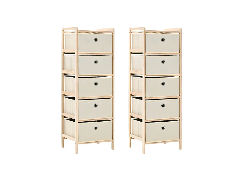 Étagères de rangement avec 5 paniers en tissu 2 pcs Beige Cèdre