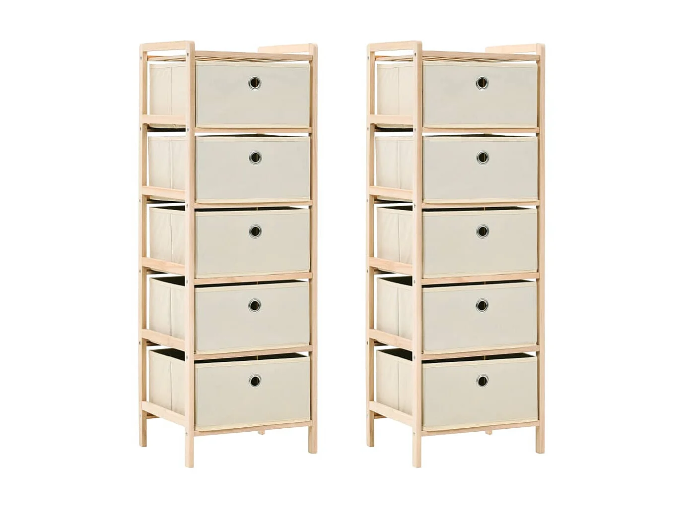 Étagères de rangement avec 5 paniers en tissu 2 pcs Beige Cèdre