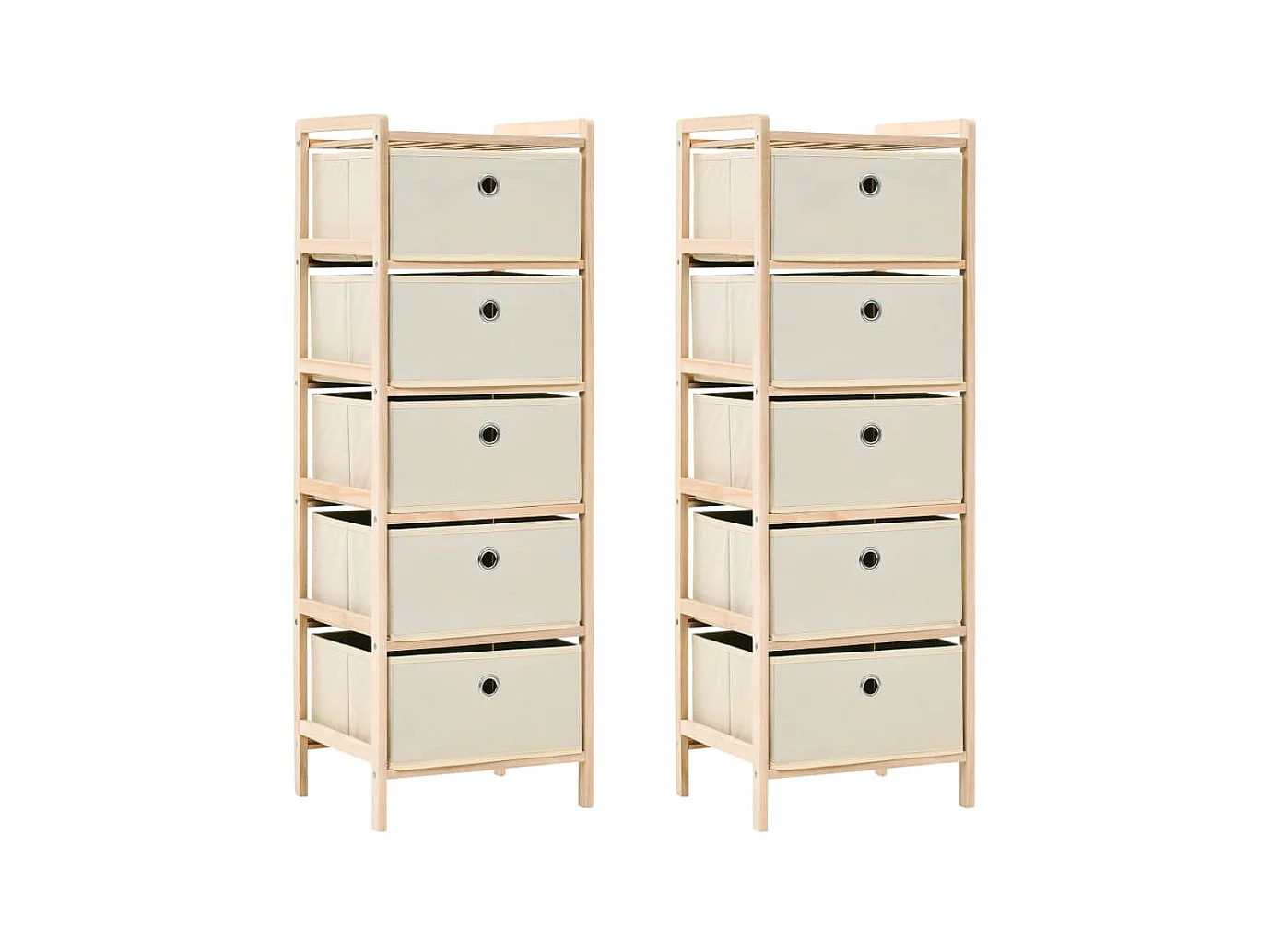 Étagères de rangement avec 5 paniers en tissu 2 pcs Beige Cèdre