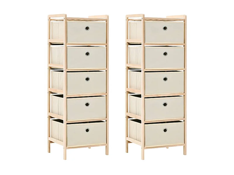 Étagères de rangement avec 5 paniers en tissu 2 pcs Beige Cèdre