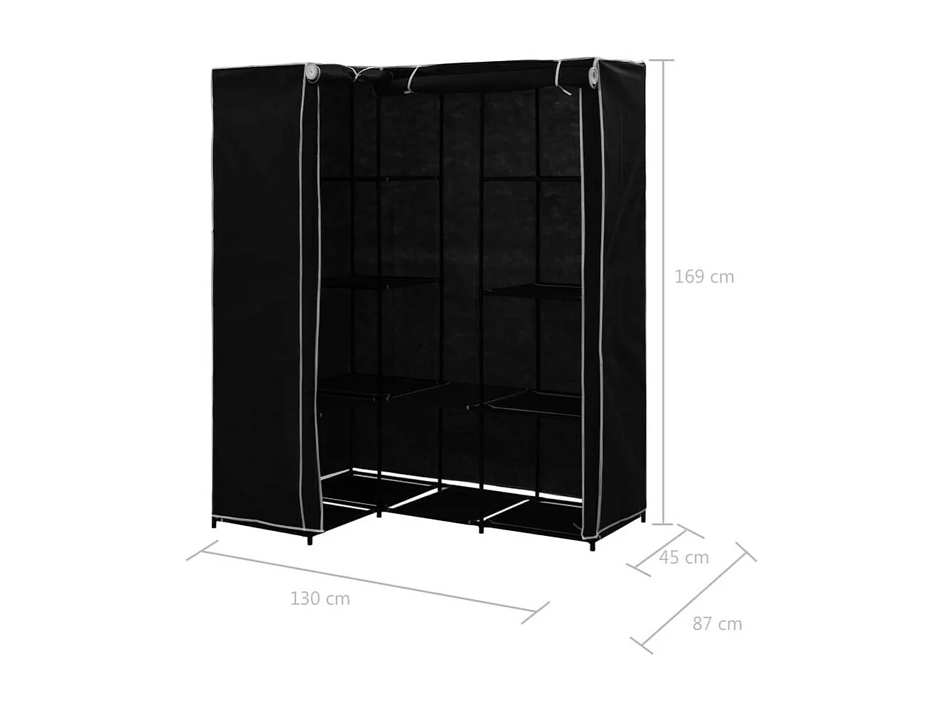 Garde-robe d'angle Noir 130x87x169