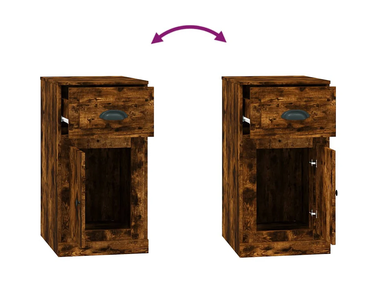 Armoire latérale avec tiroir chêne fumé 40x50x75