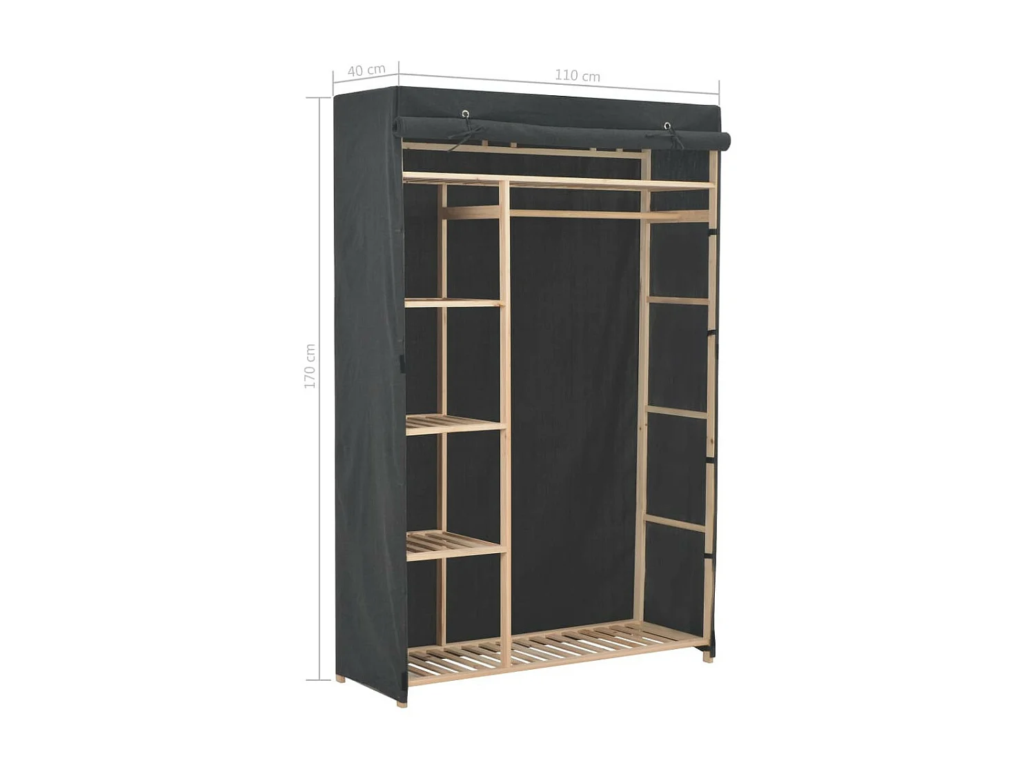 Garde-robe Gris 110 x 40x170 Tissu