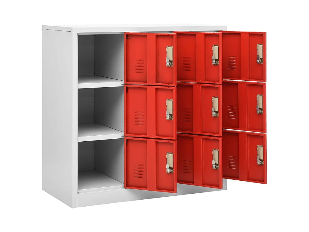 Lockerkast 90x45x92,5 cm staal lichtgrijs en rood