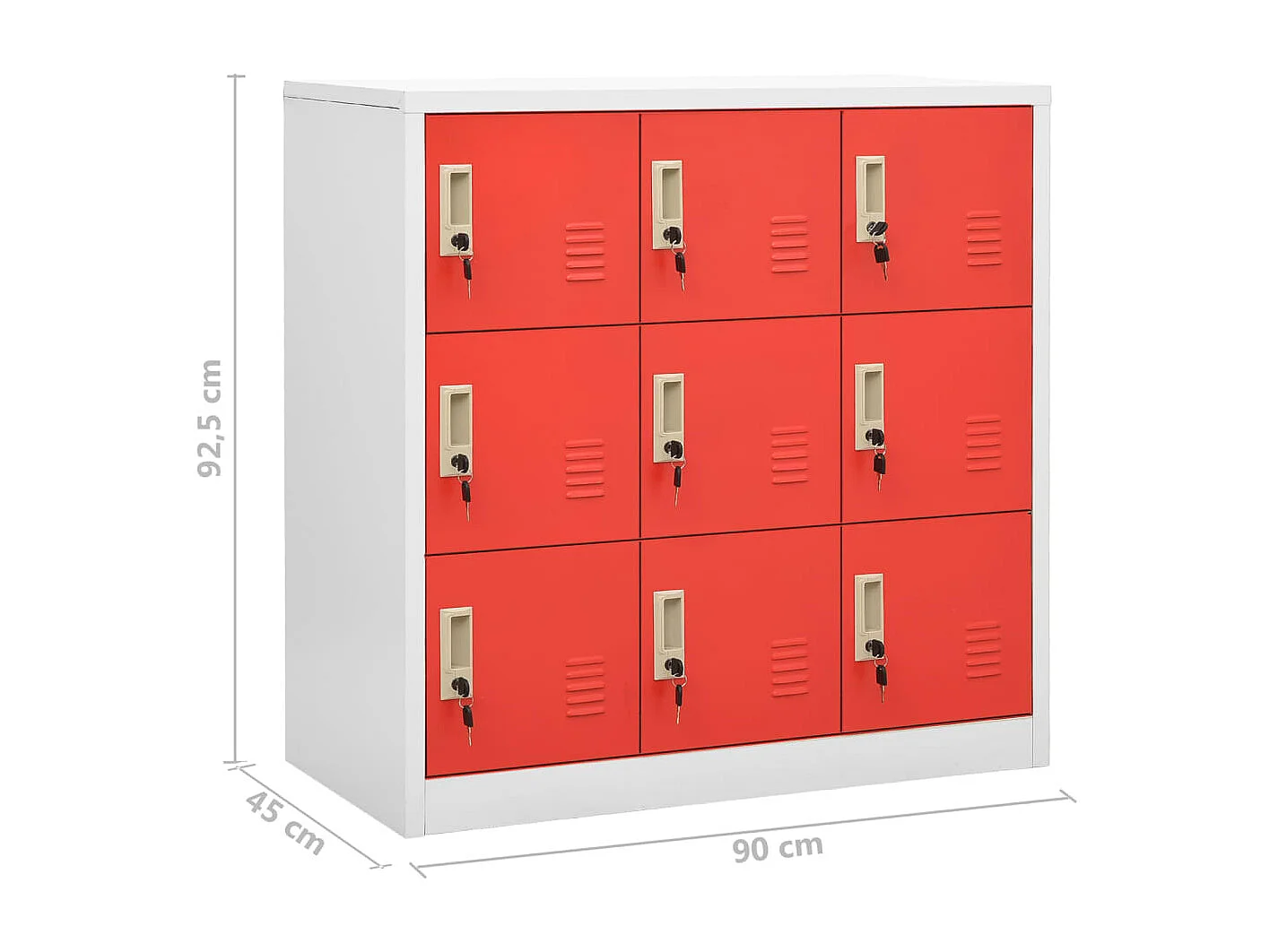 Lockerkast 90x45x92,5 cm staal lichtgrijs en rood