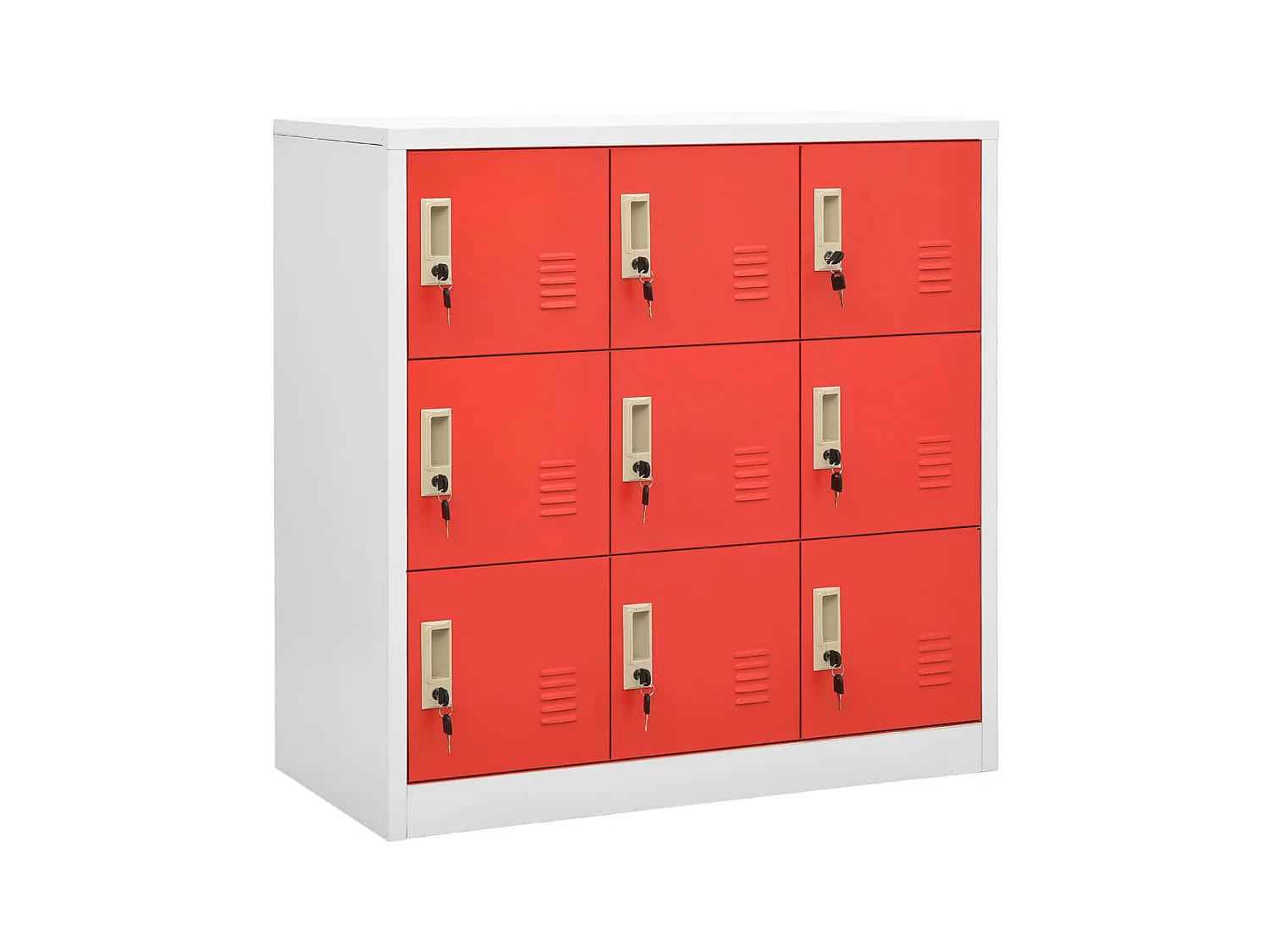 Armoire à 8 casiers Gris clair et rouge 90x45x92,5 Acier