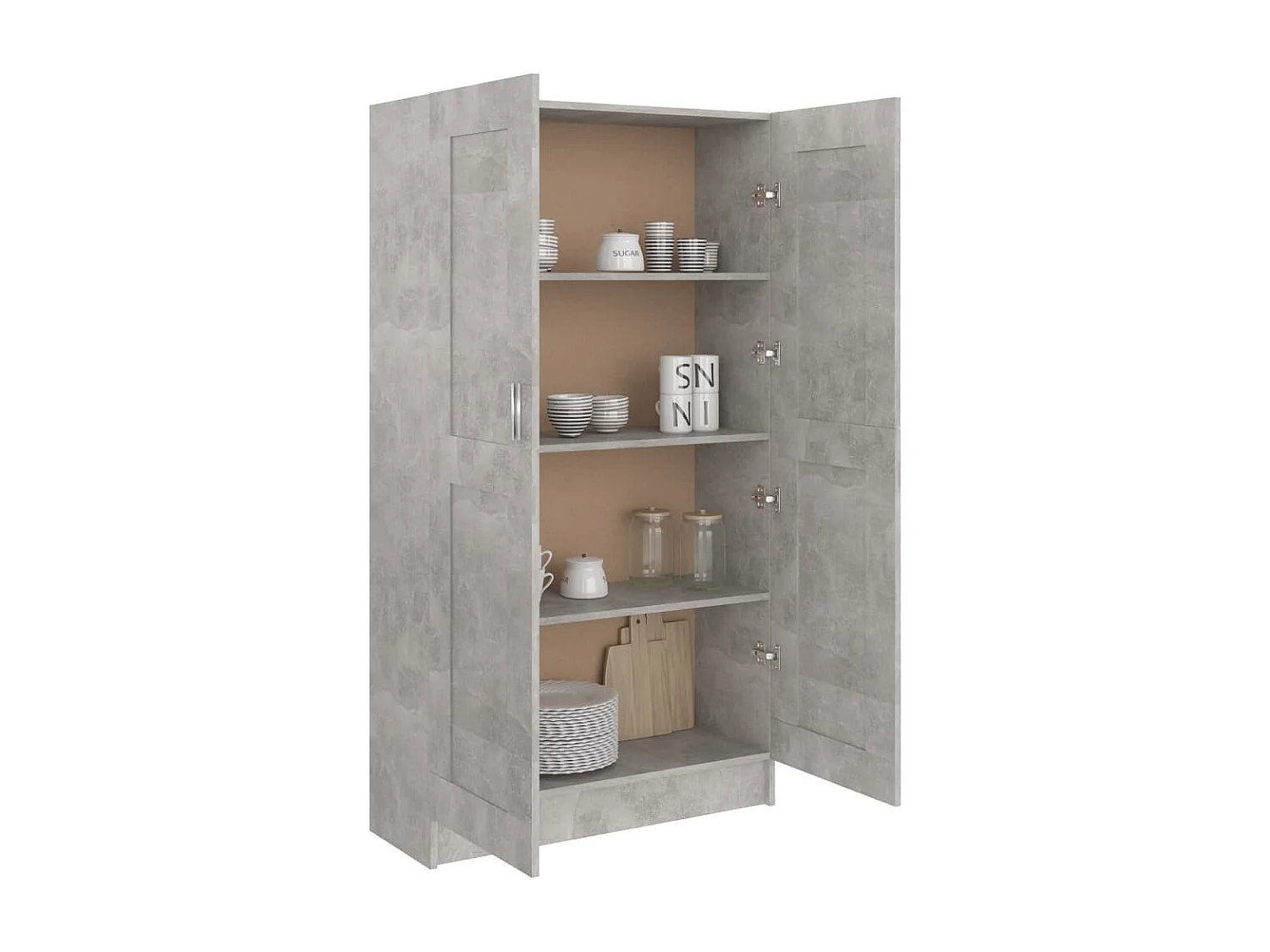 Armoire multifonction mi hauteur 2 portes Kala 82cm - Solution gain de place-Gris béton