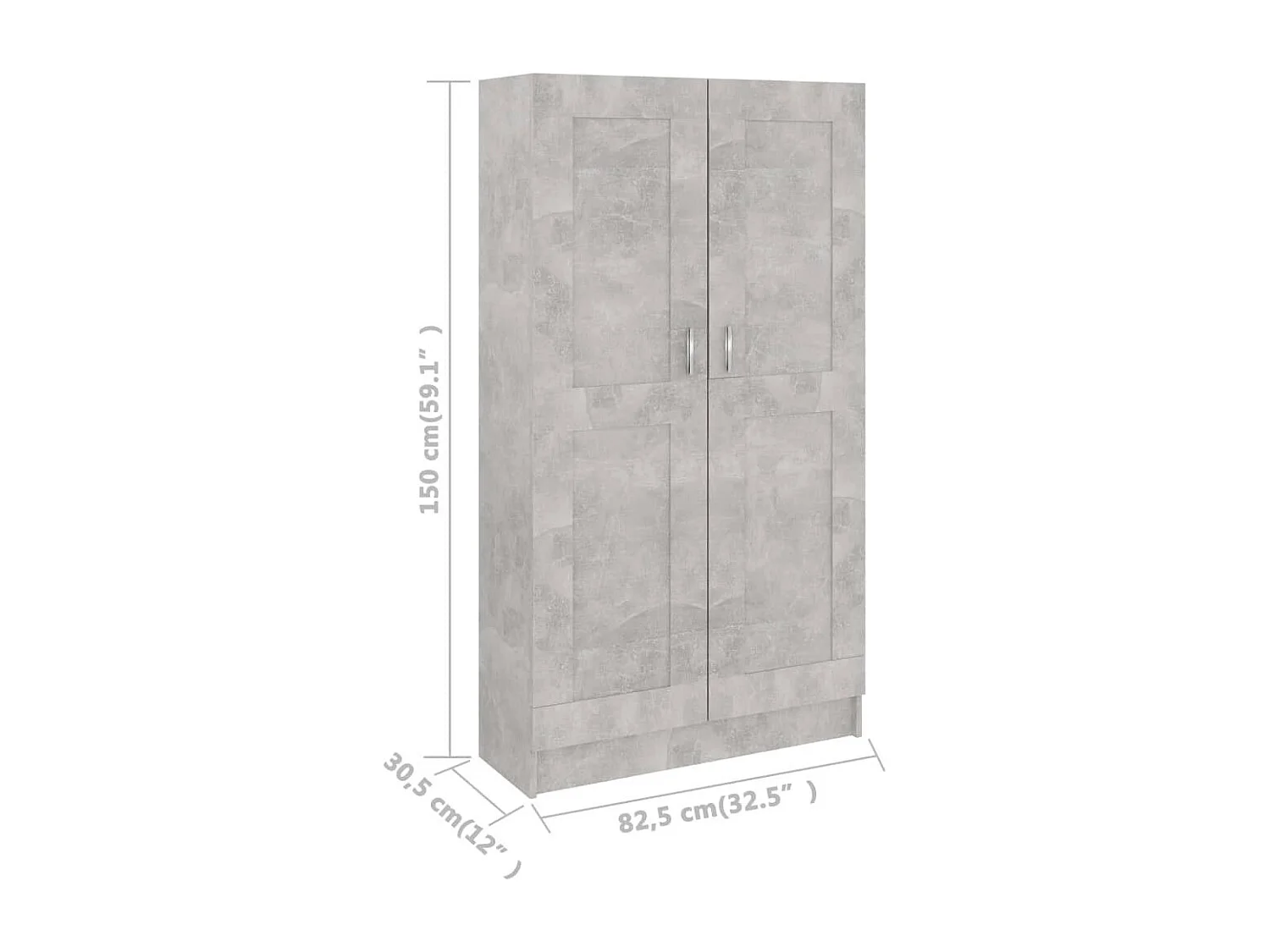 Armoire multifonction mi hauteur 2 portes Kala 82cm - Solution gain de place-Gris béton