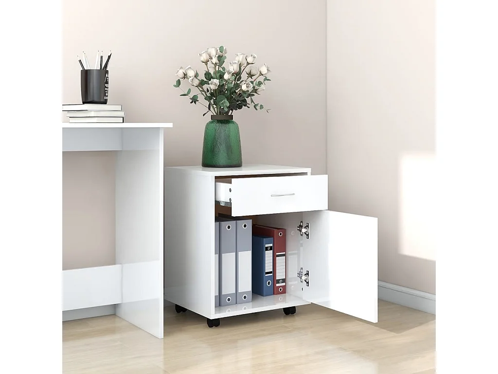 Armoire à roulettes Blanc brillant 45x38x54