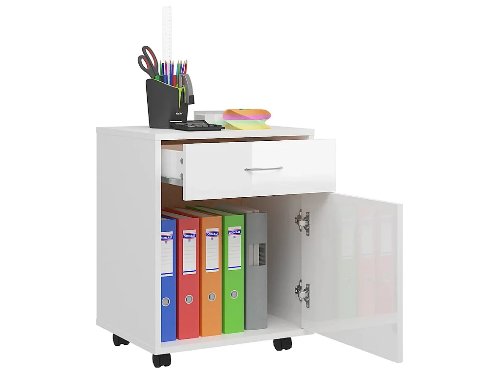 Armoire à roulettes Blanc brillant 45x38x54