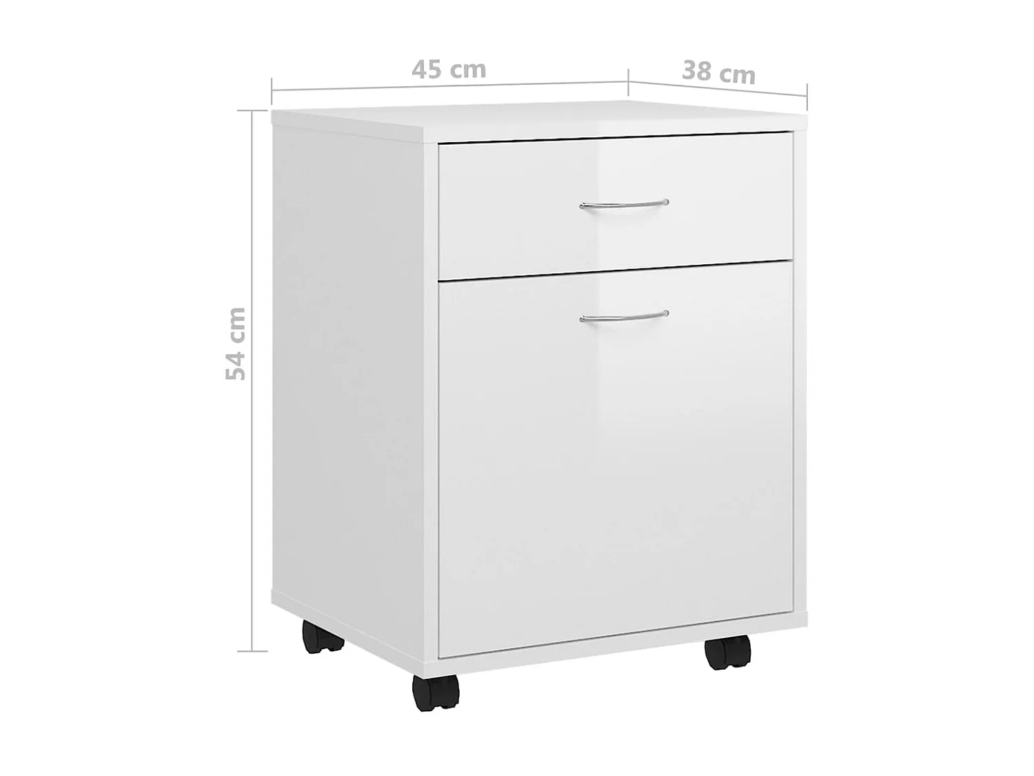 Armoire à roulettes Blanc brillant 45x38x54