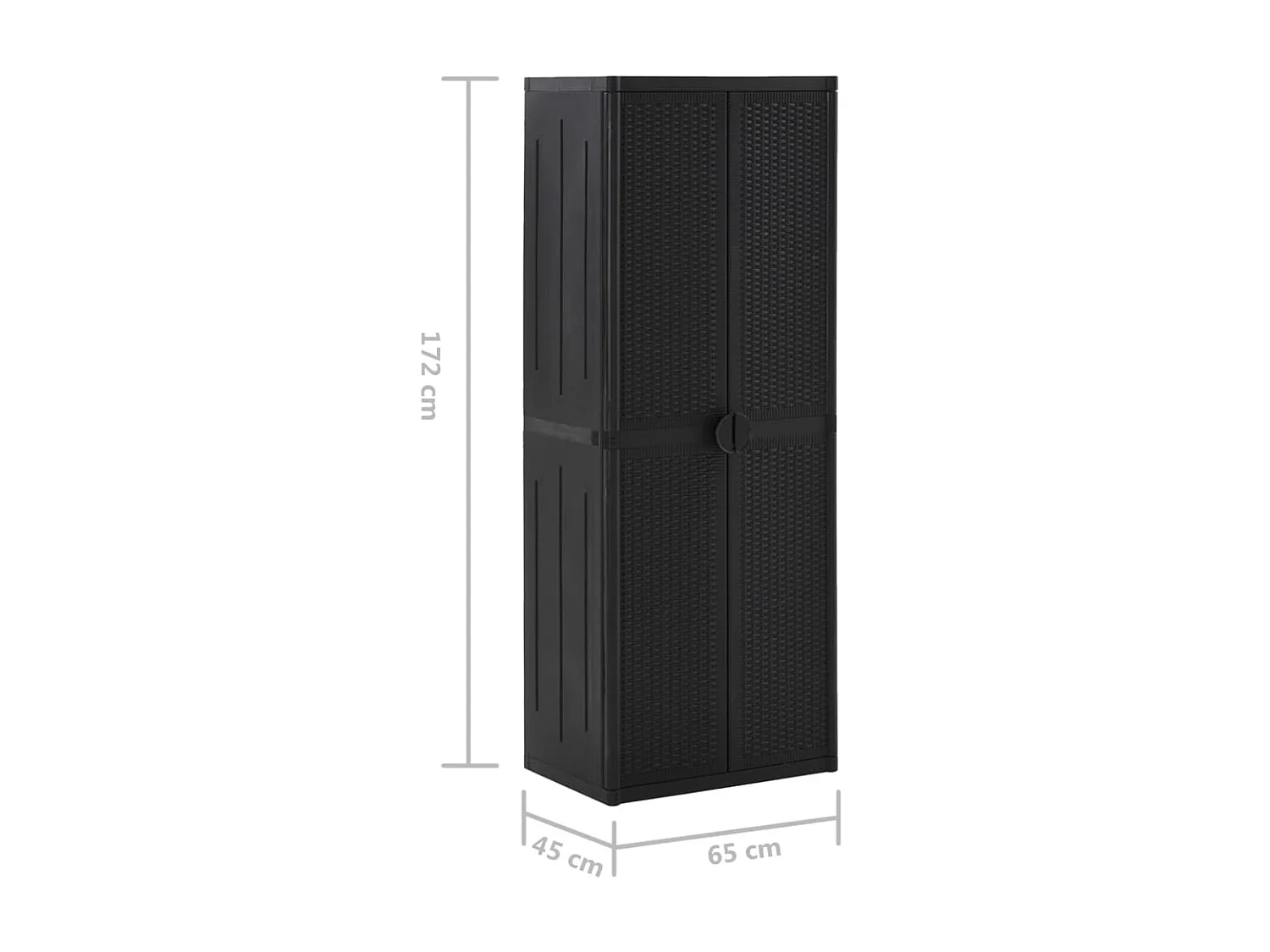 Armoire de rangement de jardin Noir 65x45x172 PP 2
