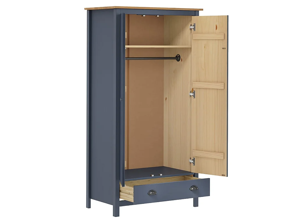 Garde-robe à 2 portes Hill Range Gris 89x50x170 Pin solide
