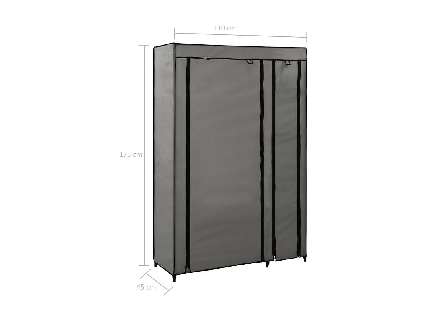 Garde-robes pliables 2 pcs Gris 110x45x175 Tissu
