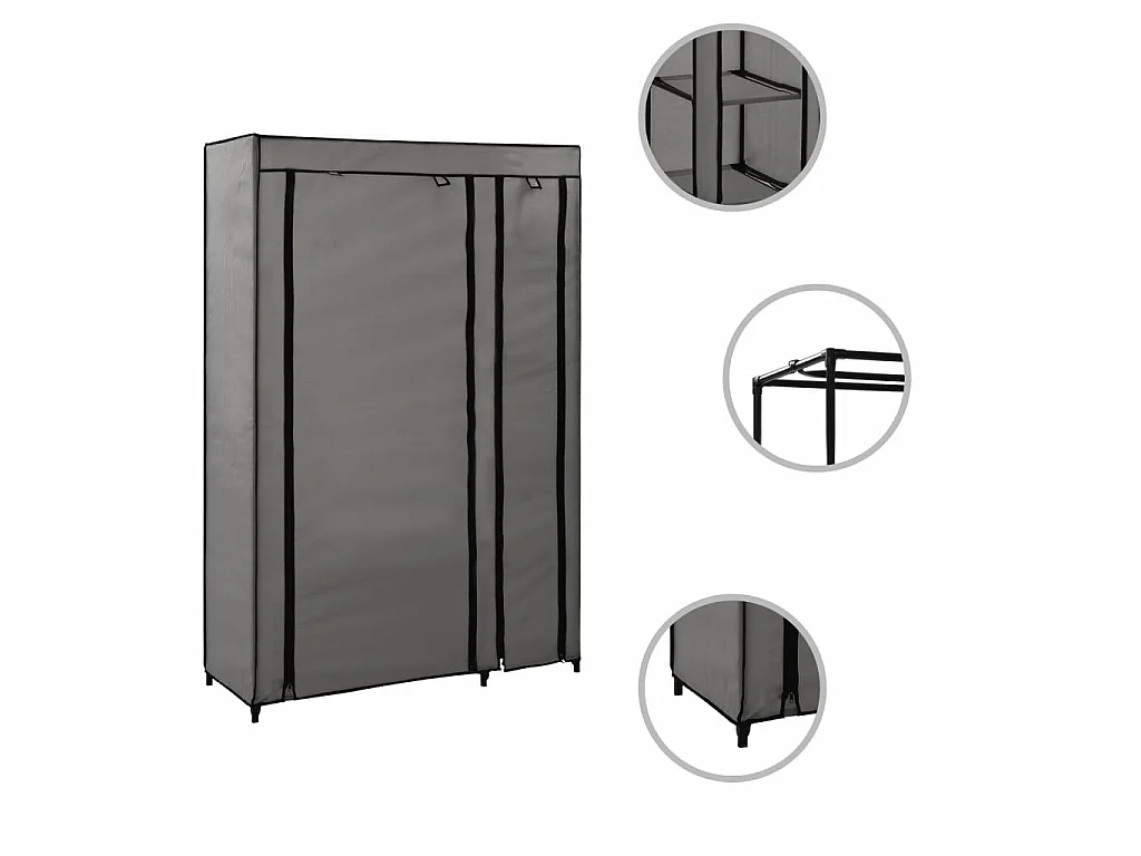 Garde-robes pliables 2 pcs Gris 110x45x175 Tissu