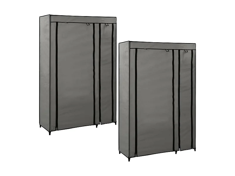 Garde-robes pliables 2 pcs Gris 110x45x175 Tissu