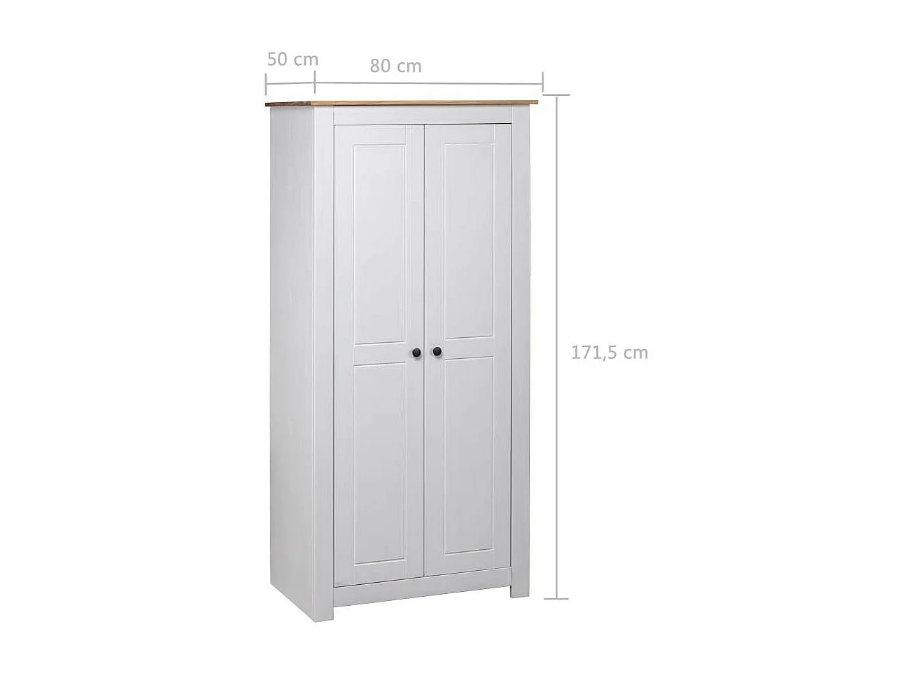Garde-robe Blanc 80x50x171,5 Pin massif Assortiment Panama