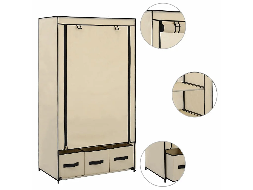 Garde-robe Crème 87 x 49x159 Tissu