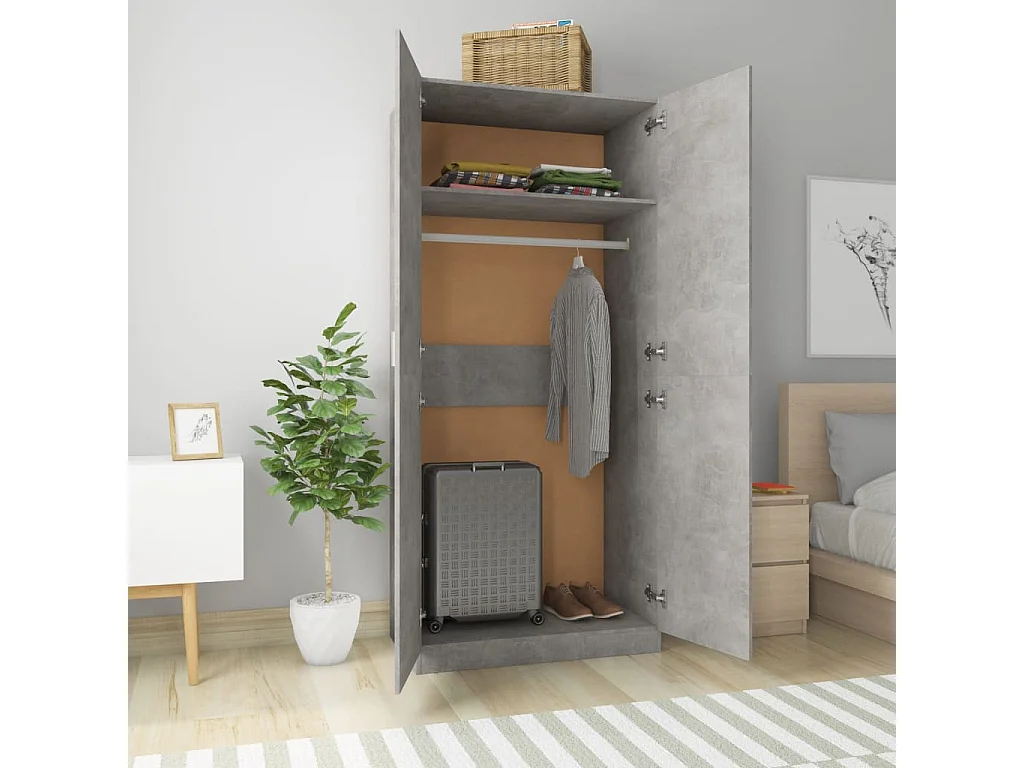 Garde-robe Gris béton 90x52x200