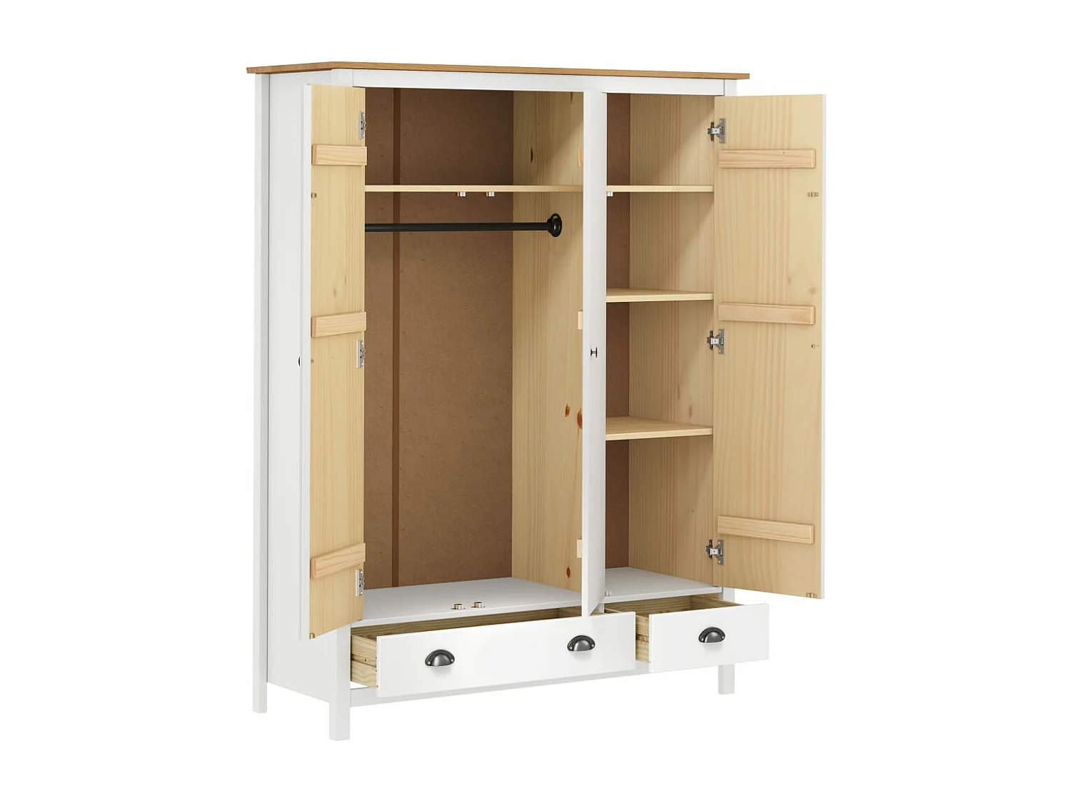 Garde-robe à 3 portes Hill Range Blanc 127x50x170 Pin solide