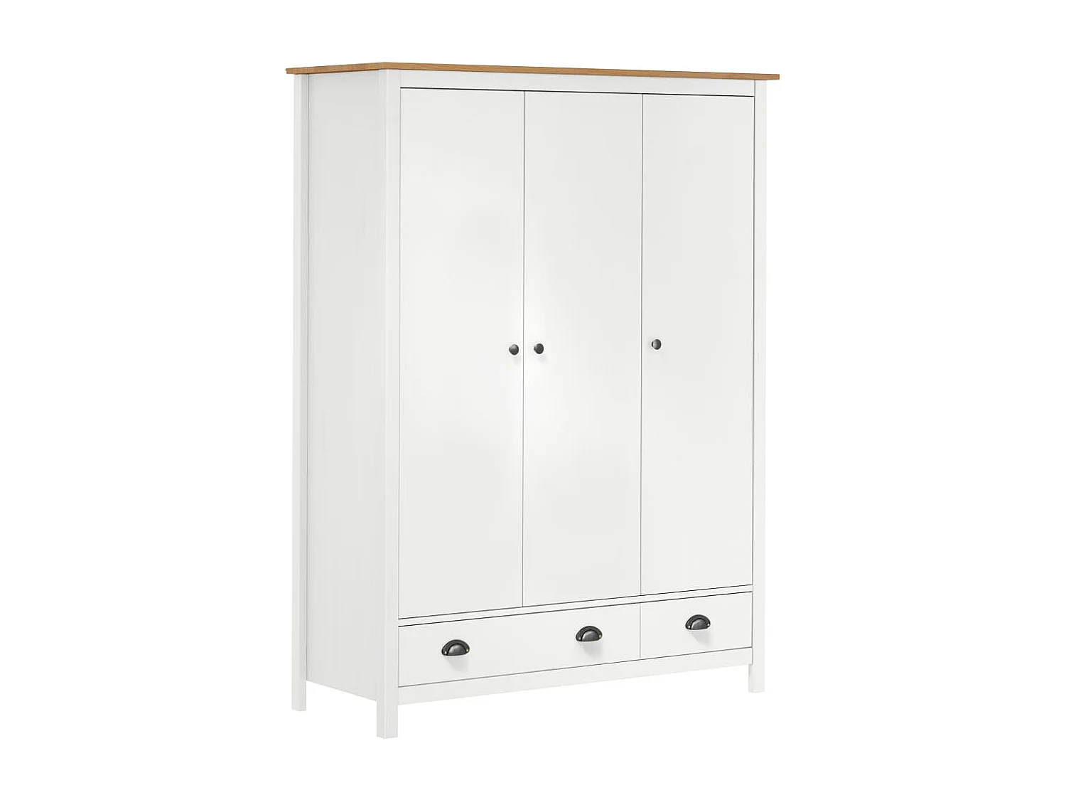 Garde-robe à 3 portes Hill Range Blanc 127x50x170 Pin solide