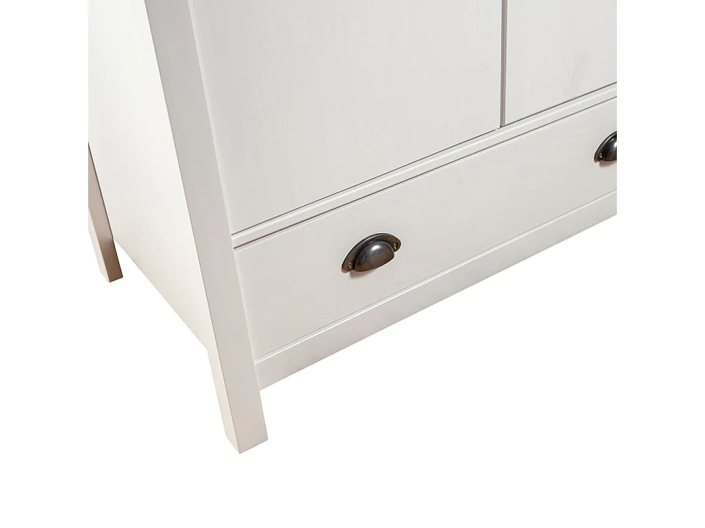 Garde-robe à 3 portes Hill Range Blanc 127x50x170 Pin solide