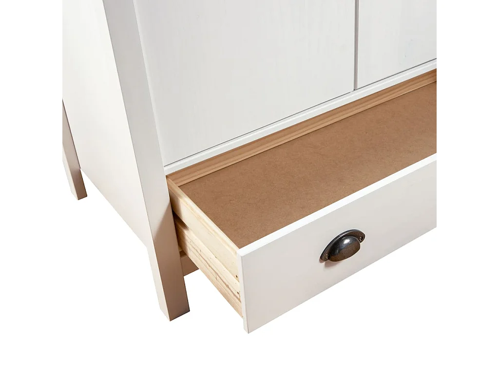 Garde-robe à 3 portes Hill Range Blanc 127x50x170 Pin solide