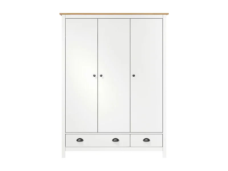 Garde-robe à 3 portes Hill Range Blanc 127x50x170 Pin solide