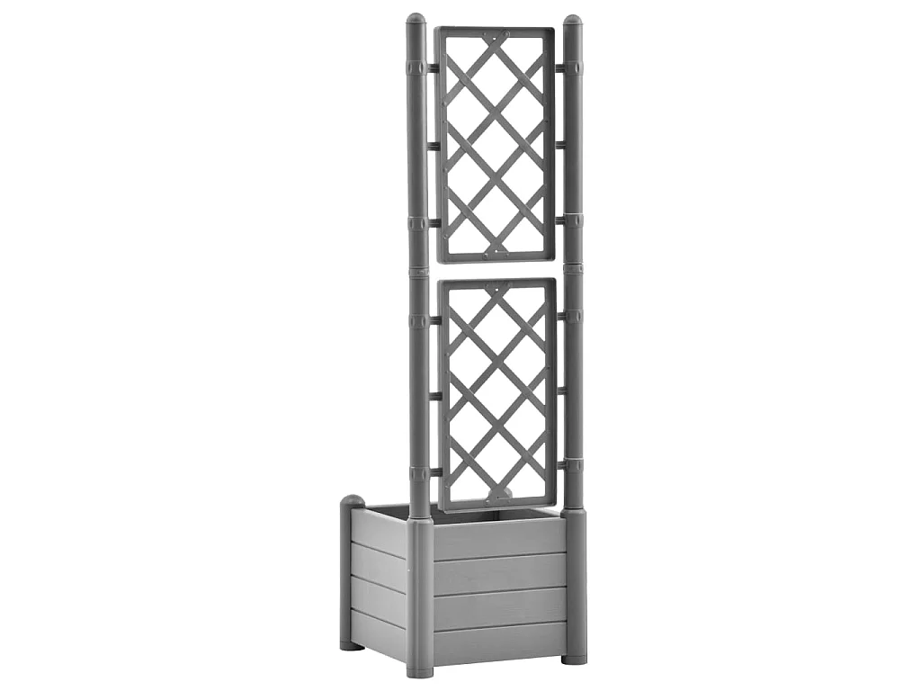 Jardinière avec treillis 43x43x142 PP Gris pierre