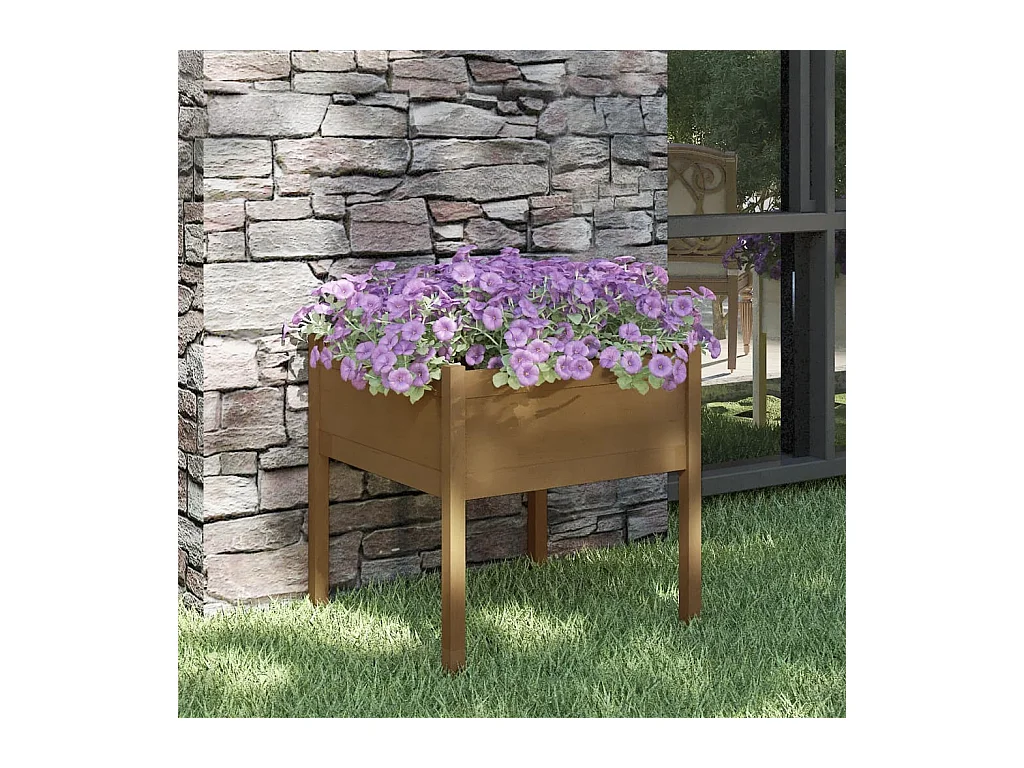 Jardinière d'extérieur Marron miel 70x70x70 Pin massif