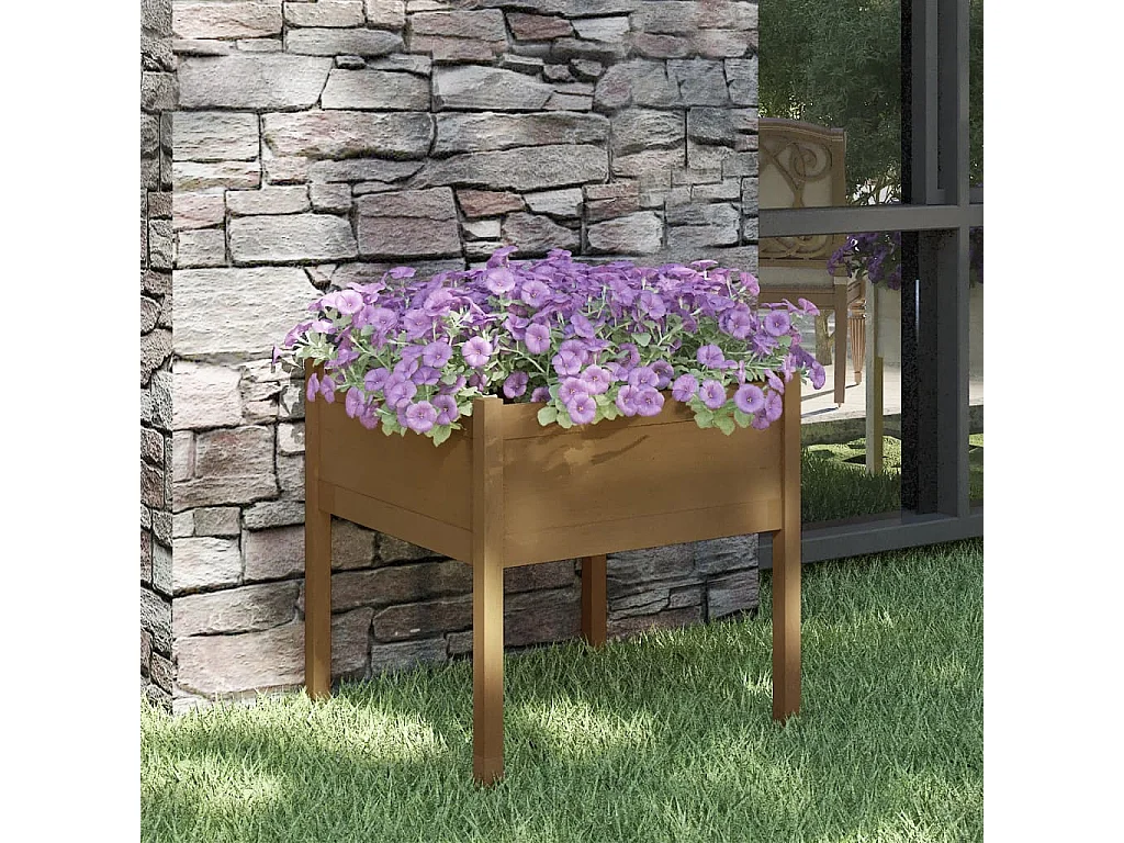 Jardinière d'extérieur Marron miel 70x70x70 Pin massif