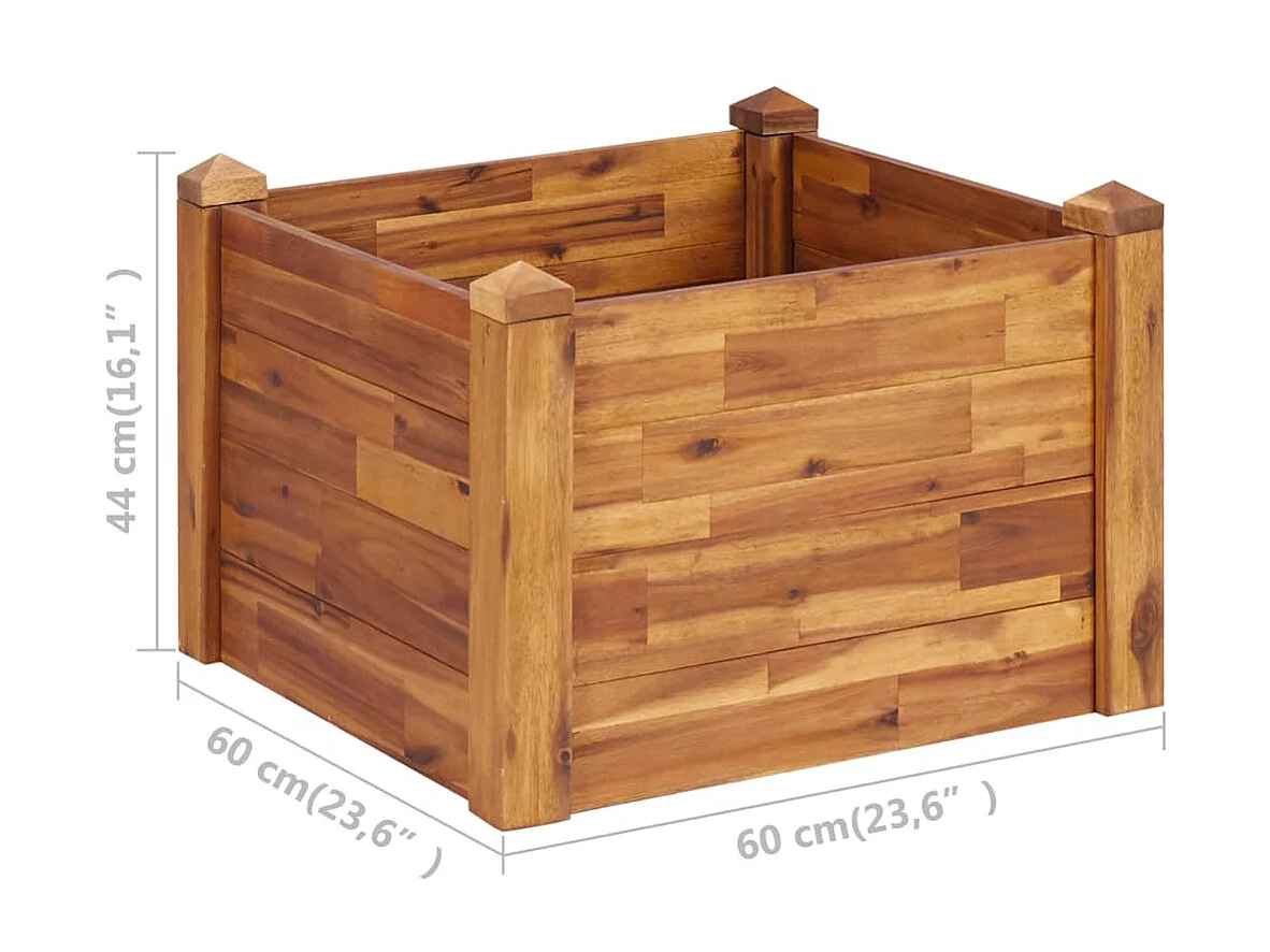 Lit surélevé de jardin 60x60x44 Bois massif d'acacia