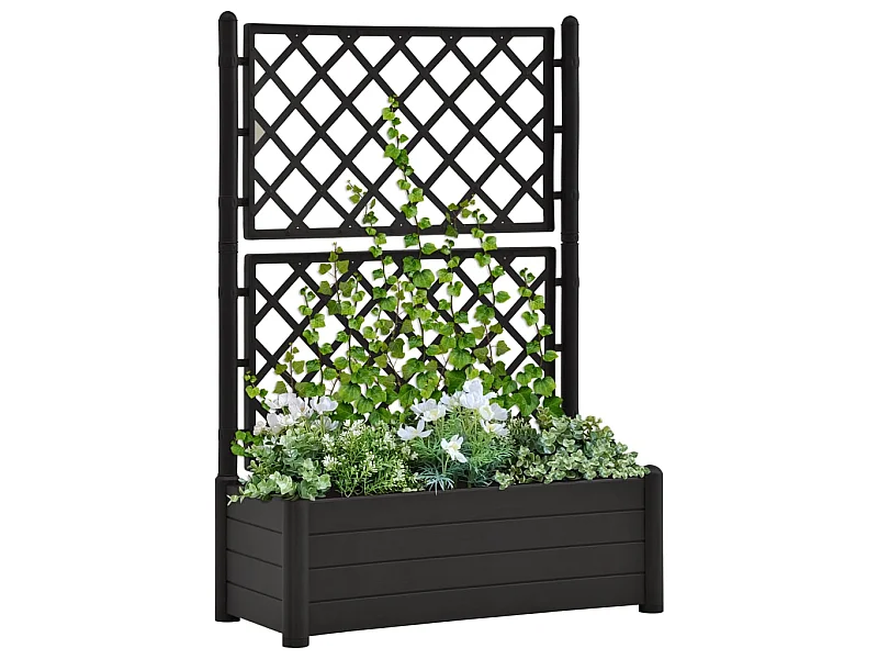 Jardinière avec treillis 100x43x142 PP Anthracite