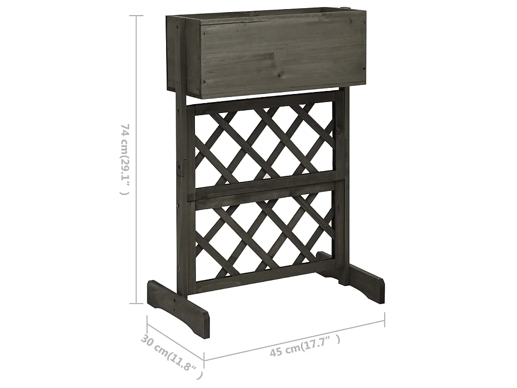 Jardinière à treillis de jardin Gris 45x30x74 Bois de sapin